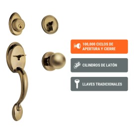 Cerradura para puerta abatible Hermex Basic CEP-21PJP derecha/izquierda acabado latón antiguo