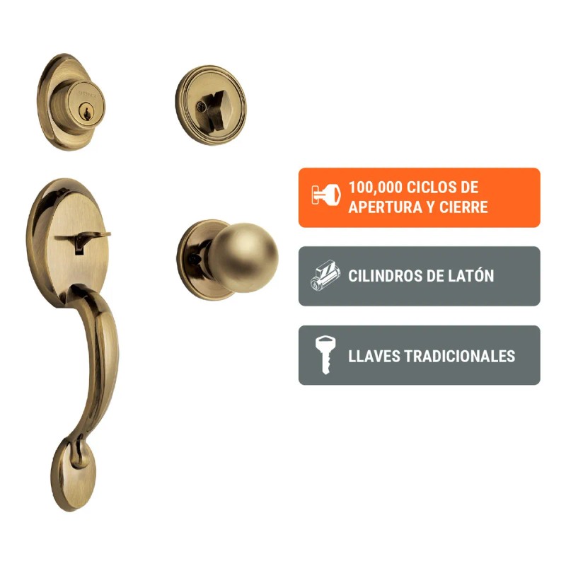 Cerradura para puerta abatible Hermex Basic CEP-21PJP derecha/izquierda acabado latón