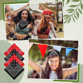 100 Pack Bandanas Unisex Paisley Bandanas Bulk Multi Purpose Cowboy Head Wrap Necktie Face Cover Party Supplies, 21.26 inches (Red, Black,Stylish)