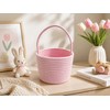 Prudance Small Cotton Woven Handle Basket, 6" x 5", Pink,Favors