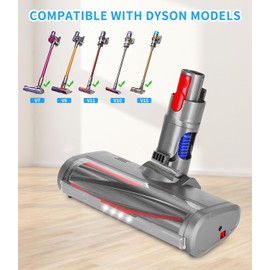 Ixydor Brush Compatible with Dyson V7, V8, V10, V11, V15, Replacement Parts for Floor Nozzle with 4 LEDs, Brush Head Direct Drive, Electric Brush for Hard Floors and Carpets, Grey