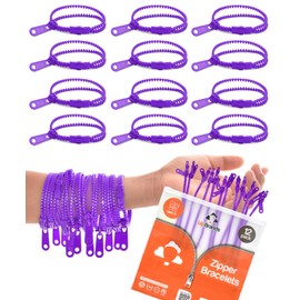 UpBrands 12-Pack 7-Inch Purple Zipper Bracelets - Fidget Party Favors for Kids, Bulk Anxiety Toys, Stylish Accessories for Purple Heart Day & Thursday