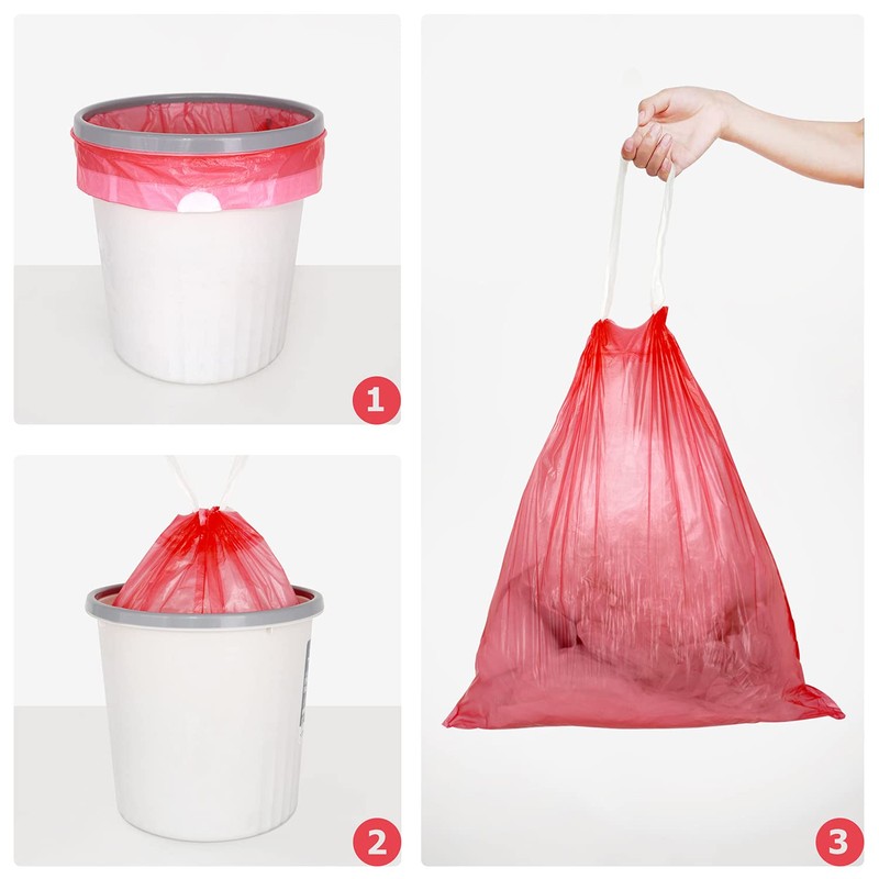 15L Garbage Bags Drawstring, Extra Strong Small Garbage Bag Unscented,