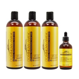 Dominican Magic Anti-Aging Hair Care Set – Shampoo, Conditioner, Leave-In (16oz) & Hair Growth Drops (4oz) | Strengthens, Hydrates & Restores Thinning, Dry & Aging Hair