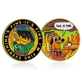 Dumpster Fire Challenge Coin - Double Sided Hilarious Medallion Funny Dumpster Fire Coins, Desk Accessories, for Staff Appreciation Gifts, Commemorative Coin Office Gifts