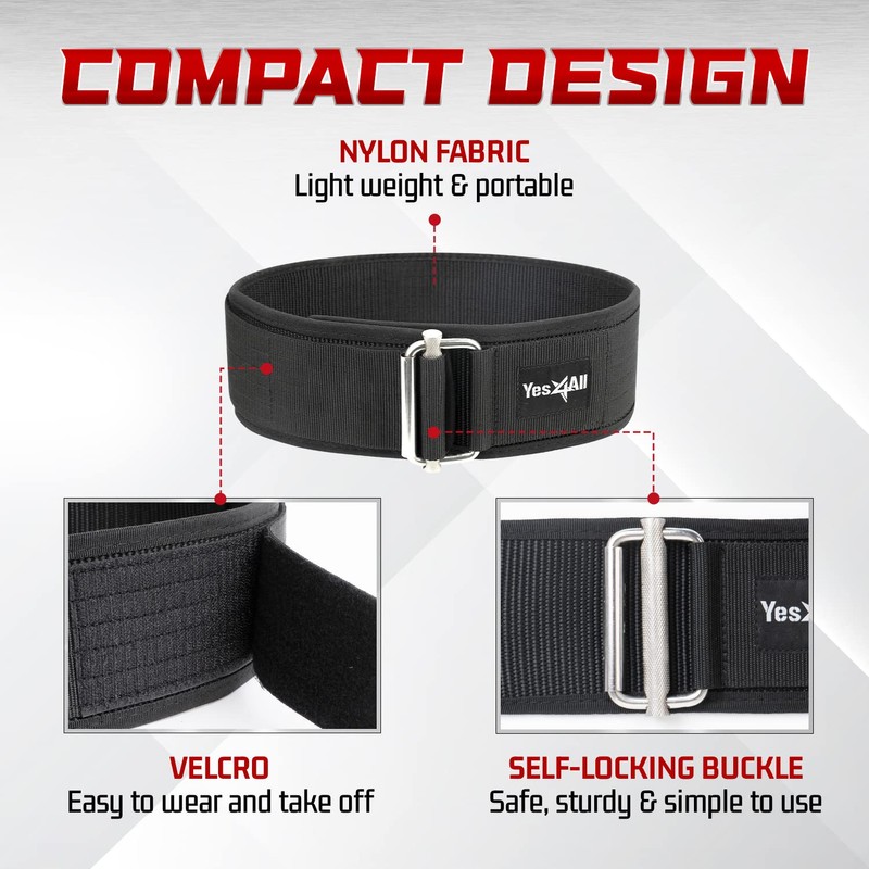 Yes4All Durable and Comfortable Workout Belt - Perfect Self-Locking Weight