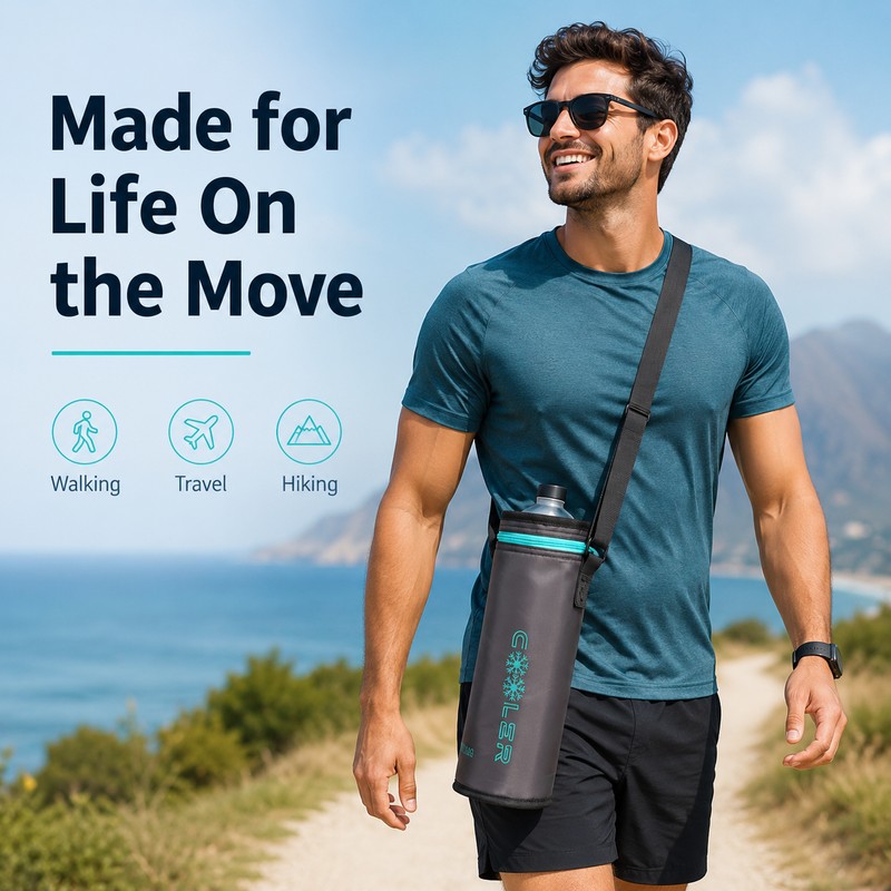 Portable Insulated Water Bottle Carrier Bag for Travel & Sports