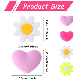 KALIONE 4pcs Tennis Vibration Dampener, Tennis Racket Shock Absorbers, Heart & Flower Silicone Dampener Tool for Tennis Racquet String Dampener Cute Tennis Supplies（Mixed Colors）