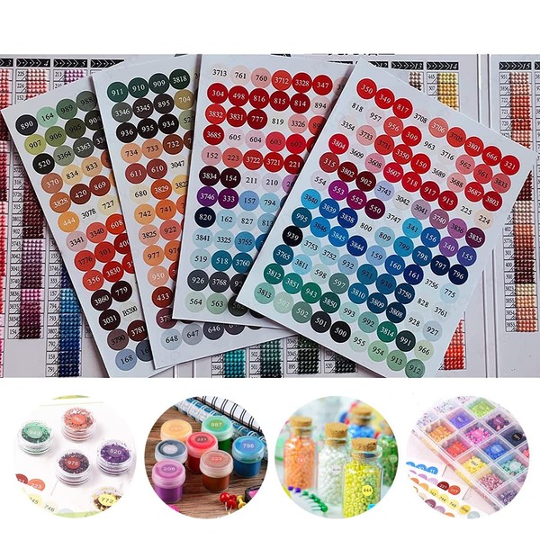 FIYO Colour Number Stickers, 447 Multi Colour Labels for Diamond