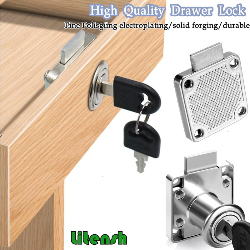 Litensh Cam Lock 22mm, 4PCS Security Cabinet Lock with Key