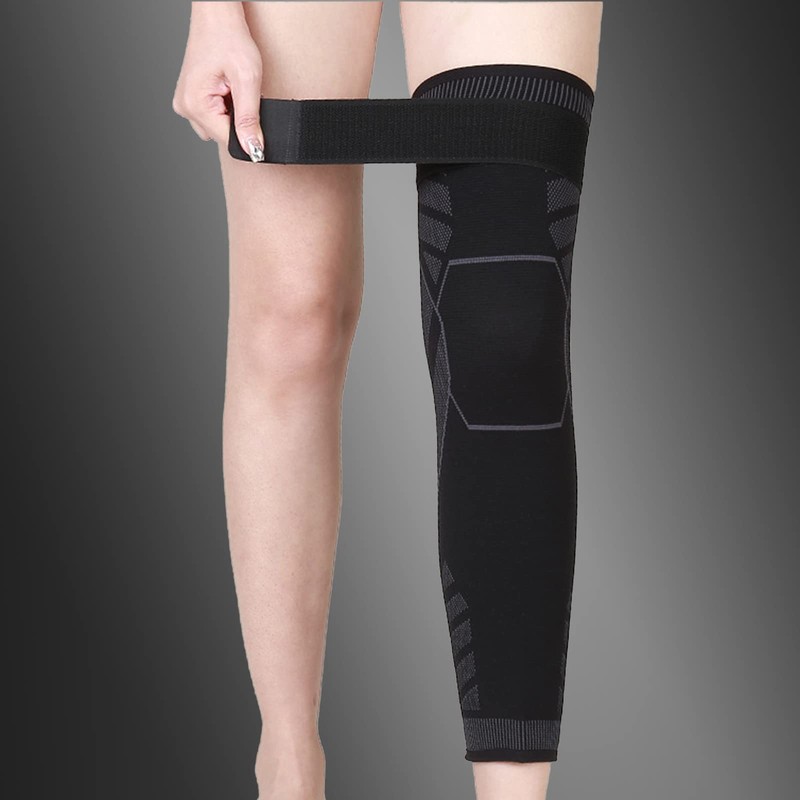 Goosom 膝サポーター(スーパーロング)(2枚入り)ロングサポーター 膝 ふくらはぎ サポーター スポーツ用 ひざ用 調整可能 加圧ベルト 滑り止め