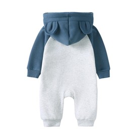 Alunsito Infant Newborn Boys Girls Baby Outfits Long Sleeve Bear Ear Hoodie Romper Jumpsuit Fall Winter Toddler Clothes 73 Khaki Beige 6-9 Months