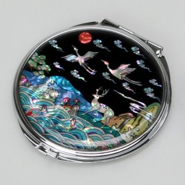 Madre de Perla Longevity Animal Design Doble Compacto cosmético Maquillaje Metal Espejo Redondo, 3.2 onzas
