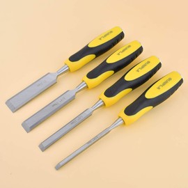 Gunpla 4 Pieces Wood Chisel Set Woodworking Carving Heavy Duty Hand Tools 1/4", 1/2", 3/4" and 1" (6mm, 12mm,19mm, 25mm) with Soft-Grip Handles