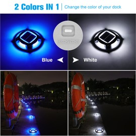 VOLISUN Solar Driveway Lights Dock Deck Lights 12 Pack,2 Colors in 1 Led IP67 Waterproof Outdoor Warning Step Lights for Driveway Sidewalk Pathway (White/Blue)