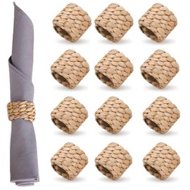 Pack of 12 Woven Napkin Rings, Rustic Napkin Rings, Handmade Napkin Rings, Woven Napkin Rings Set, Handmade Napkin Buckle, for Dining Room, Anniversary, Birthday