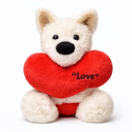 UNIMV 10" Valentine's Day West Highland with Red Heart, Soft Stuffed Animal Plush Toy, Cute Romantic Gift for Girlfriend, Wife, Kids, Anniversary, Birthday, I Love You Present (West Highland)