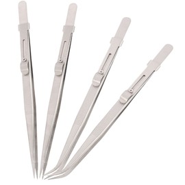 jojofuny Metal Jewelry Tweezers 4pcs Stainless Steel Tweezers Non-magnetic Nipper