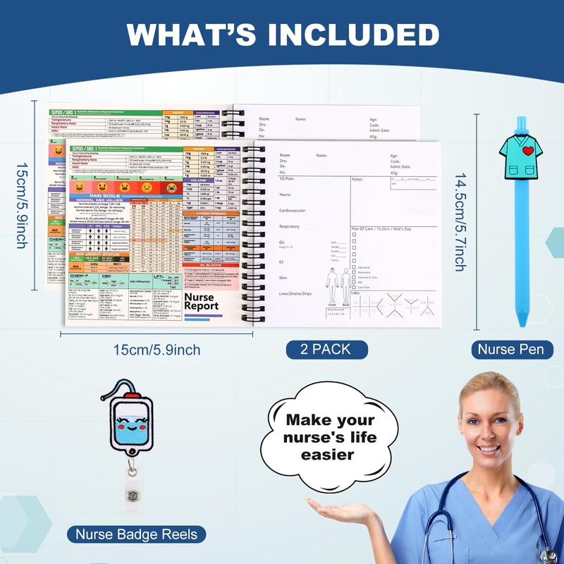 Deqing warm Nurse Essentials Report Notebook for Work,Nursing Report Sheets