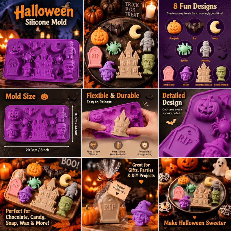 Silicone Halloween Candy Mold for Baking & Crafts – Witch