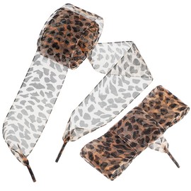 WOFASHPURET 2pcs Leopard Lace Shoelace, 4CM Flat Polyester Laces for Sneakers, Wide Shoe Laces Shoe Decors for Fashionable Look Girls