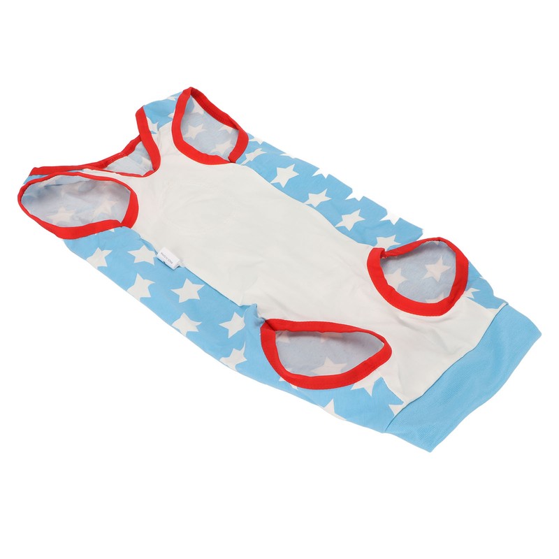 Dog Recovery Suit Blue Stars Pattern Prevents Licking Cotton Pet