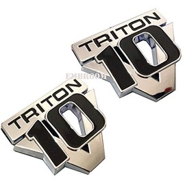 2pcs V10 Triton Emblems, Decals Stickers Emblem Badge Replacement for F Series Trucks (Chrome Black)