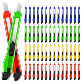 JOYUMY 56 Pack Utility Knife Retractable Box Cutters, 9mm Wide Snap Off Blade Cutter, Compact Utility Knives Box Knife, Extended Use for Office, Craft, Razor Knife, Paper Knife, Disposable Box Opener