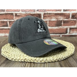 ZKFE Dog Lover Gifts, Embroidered English Bulldog Hat for Men Women, Washed Black Cotton Dad Hat, Embroidery Baseball Cap