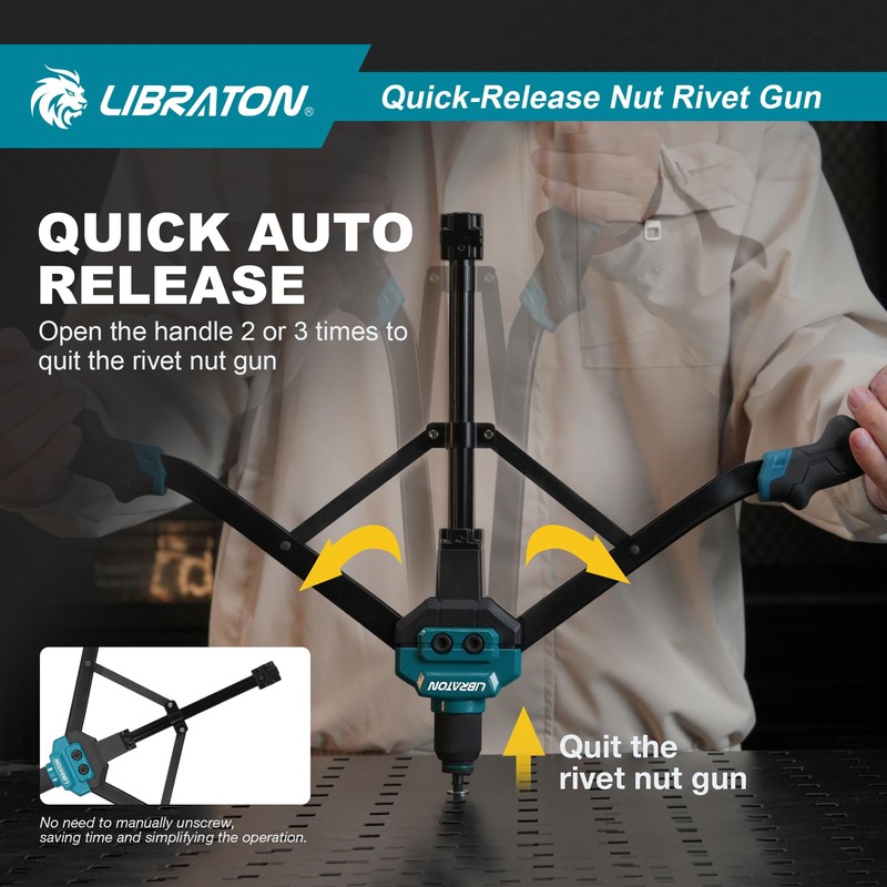 LIBRATON Rivet Nut Tool, 16" Rivnut Tool Kit, Hand Rivet