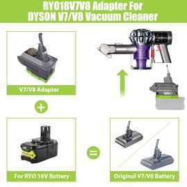 New V8/V7 Battery Adapter for Ryobi 18V Battery Convert to for Dyson V8 V7 Battery, Work for Dyson V7/V8 Series Handheld Vacuum Cleaner, Compatible with Dyson V7/8 Animal Absolute with Trigger Lock