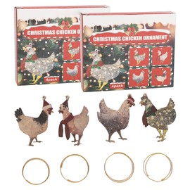 8pcs Cute Chicken Pendant Set Wooden Chick Hanging Ornaments for Jewelry Making Decoration