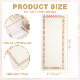sourcing map 100pcs Lace Paper Doilies, 9.4 x 4.5 Inch Rectangle Paper Placemats, Flower Decorative Lace Doilies for Cakes Desserts Crafts Wedding, Christmas Table Decoration, White