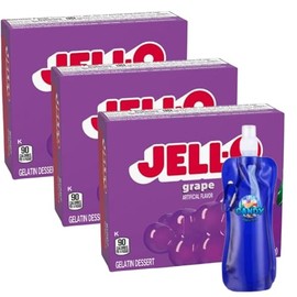 Candy Freezer Gelatin Dessert Mix - 3 oz Boxes (Pack of 3) - With Collapsible Bottle (Grape) - Bottle