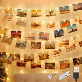 Litogo Photo Clip String Lights, 39FT 120LED Fairy Lights for Bedroom, USB Plug in Indoor String Lights, Twinkle Lights for Photos Pictures Cards Girls Bedroom Christmas Party Decor (60Clips/20Nails)