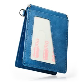 QUARE Pass Case, Commuter Pass Case, Men's, Leather, Double-sided, Commuter Pass Holder, IC Card Case, Foldable, Butterfly, Large Capacity, Thin, Storage License, Italian Blue