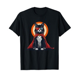 Cool Cat with multicolor Sunglasses and Hero Cape T-Shirt