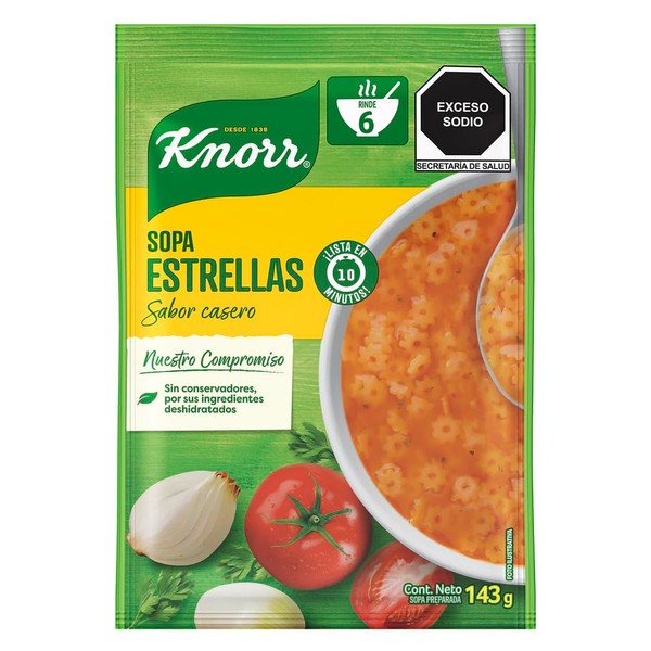 Knorr Sopa Instantánea de Estrellitas Sobre, 95 g