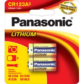 Panasonic CR123A 3V Long Lasting Lithium Batteries for Tactical Flashlights, Home Security Systems, Cameras, Lighting Equipment and Other Devices, 2-Battery Pack