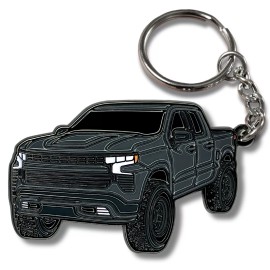 Four Wheel Beast Chevy Keychain Compatible with Chevy Silverado 1500 Accessories - Toy Truck Gift - Dark Gray