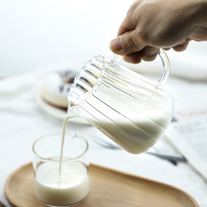 CHOOLD Elegant Wave Shaped Crystal Glass Creamer Coffee Pitcher/Serving Jug