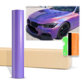 12"x60" (1FTx5FT) Purple Laser Flip Gloss Black Metallic Holographic Rainbow Psychedelic Vinyl Wrap Auto Car Sticker Decal Film Sheet Bubble Free Air Release Technology with Tool Kit