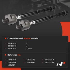 A-Premium 2 x Front Inner Tie Rod Ends, Compatible with Mazda 3/3 Sport 2014-2018, 6 2014-2017