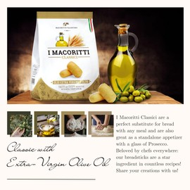 I Macoritti Classici Mini Breadsticks with Extra Virgin Olive Oil, Made in Italy, Zero Sugar, No Artificial Flavors, Non-GMO, Preserve Free- 8.8 oz, Pack of 2