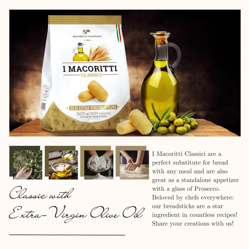 I Macoritti Classici Mini Breadsticks with Extra Virgin Olive Oil,