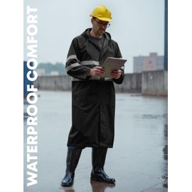 YURINOX Safety Raincoat ALBATROSS PLUS Long Hooded Waterproof Emergency Rain Jacket Poncho for Men Women Adults (US, Alpha, XX-Large, Regular, Regular, Black)