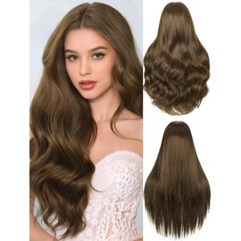 HANNE Long Brown Wig for Women 26 Inch Synthetic Wig Heat Resistant Long Body Wavy Chocolate Wig for Women (Brown)