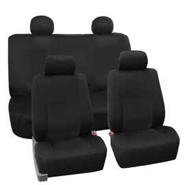 FH Group Car Seat Covers Full Set Black Neoprene - Universal Fit Waterproof Automotive Low Back Front and Solid Back Seat Cover, Washable Seat Cover for SUV, Sedan and Van