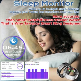 Smart Ring Fitness Tracker Sleep Tracking Heart Rate Monitor Pedometer, Waterproof Activity Tracker Fitness Ring Steps Counter, Gesture Controls for Short Video, 8 Days Battery Life, Black, #11