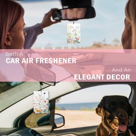 TWRVI Floral Car Air Freshener 4Pcs, Floral Room Decor, Colorful Wildflowers Air Freshener for Car Interior Closet Drawer Books, Cottagecore CarMirror Decor Hanging, CarAir Freshener For Women